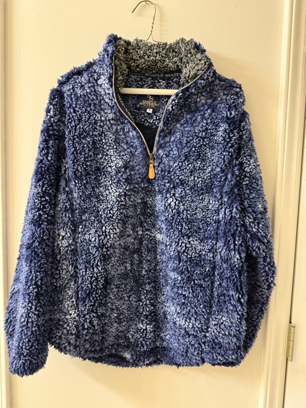 Simply Southern Plush Sherpa Quarter-Zip Pullover - Navy Blue